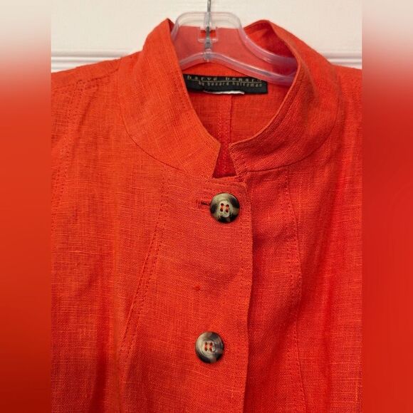 Vintage Harve Bernard 100% Linen Red Blazer Button Down Jacket XL Career Boho - Picture 4 of 6